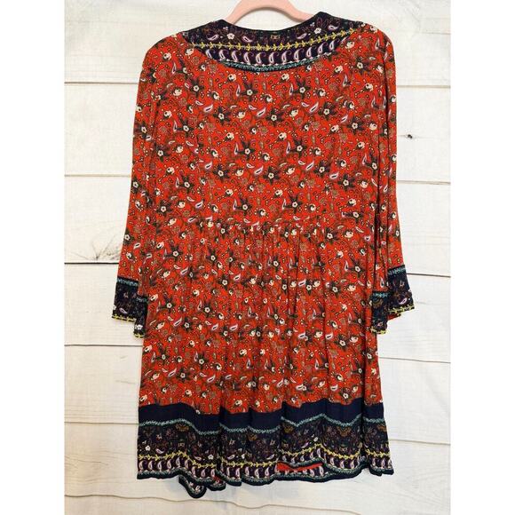 Akemi + Kin Sz SM Boho Red Printed Dress Anthropologie - Picture 2 of 6